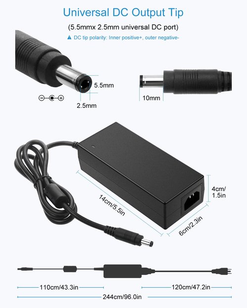 ALITOVE 36V Power Supply 4A 144W AC/DC Adapter 100~240V AC to DC 36 Volt 4 Amp Converter 36 vdc 4A 3.5A 3A 2A Transformer with 5.5mmx 2.5mm Plug for LED Lights Inkjet Printer Laser Engraver