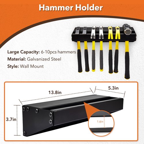 Pilida 4Pcs Wall Mount Tool Organizer Set,Include Screwdriver Organizer,9mm-24mm Wrench Holder,Pliers Holder,Hammer Rack,Galvanized Steel Hand Tool Storage for Workshop,Shed,Garage,Home
