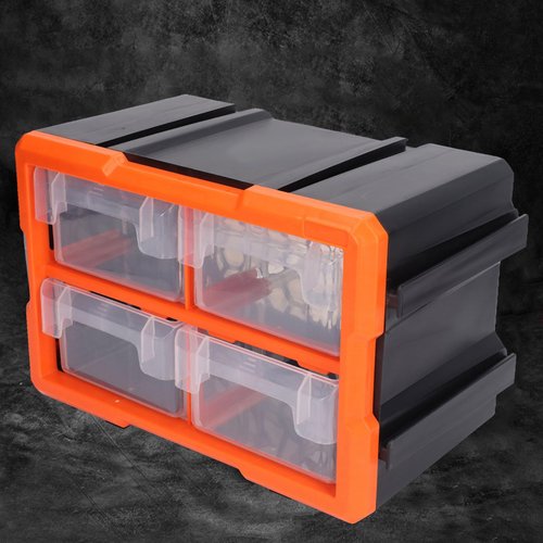Multizenic A4 4 Drawer Wall Mount PVC Plastic Parts Box, Semitransparent Design, for Electronic Components Storage, Screws Nuts Organizer, Reduce Clutter and Improve Efficiency