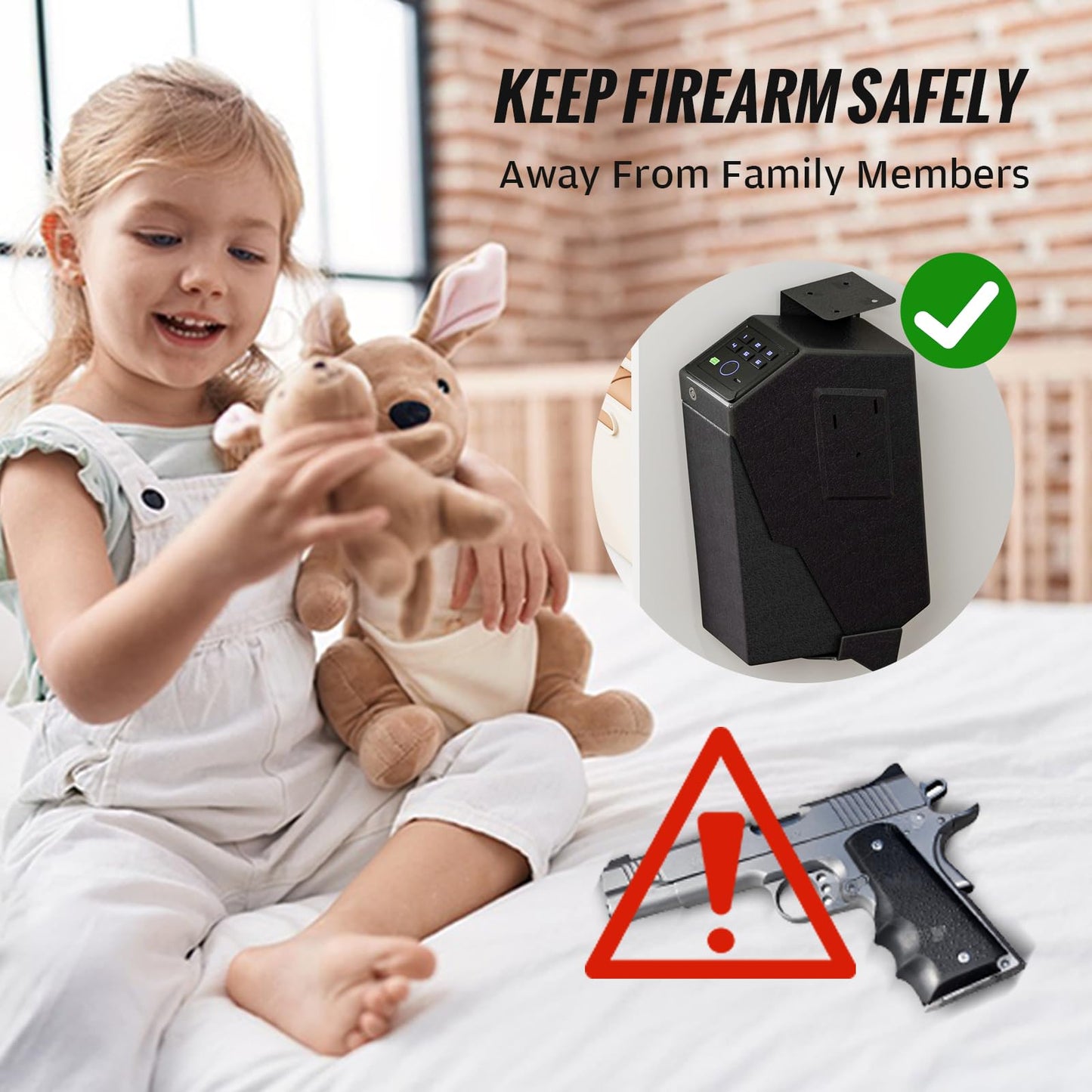 Biometric Pistol Safe LED Light,Quick Access Security Safe with Fingerprint 6-button Backlit Keypad,Auto Open Hidden Hand GunSafe for Bedside Home Nightstand Vehicle Desk (1 GUN UPGRADE)