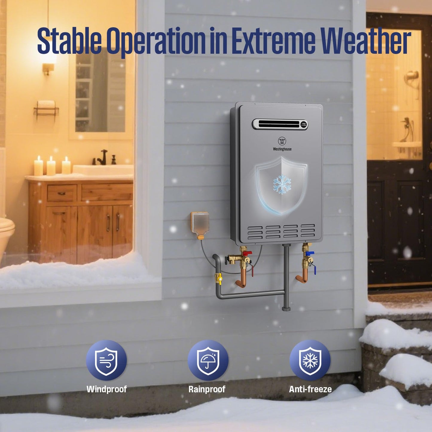 Westinghouse Smart Propane Tankless Water Heater Outdoor, 8.1 GPM 180,000 BTU Whole House Instant Hot Water Heater, ±1°F Temp Stability, Non-Condensing on Demand High Efficiency for 3-5 Fixtures, LPG