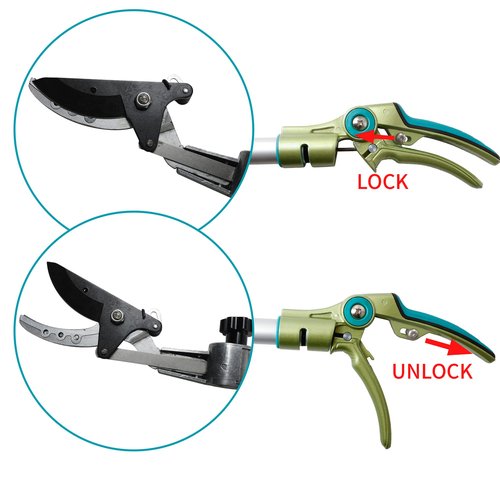 GARTOL Pruner for Garden, Cut Upto 1 Inch & Hold Telescopic Pole Pruner, Fruit Picker with Rotating Blade Head, Lightweight Aluminum Extendable Handle for Tree Branch Cutter, 3.67-5.45 FT, Silver
