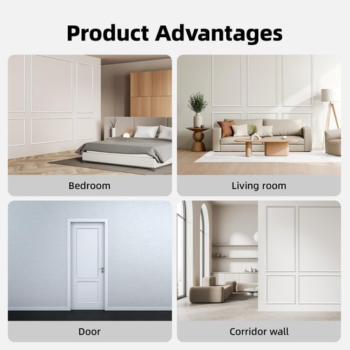 JSIWOTH Peel and Stick Wall Molding Kit Set of 6 Frames, Premade Wainscoting Panels for Interior Wall Decor, Molding Trim for Living Room Bedroom Corridor Home Accent Walls Panel