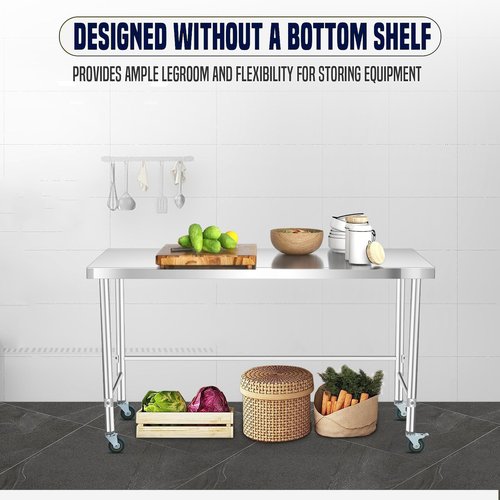 Stainless Steel Work Table 48x24 Inch, Commercial Kitchen Prep Table Metal Table for Restaurant and Home