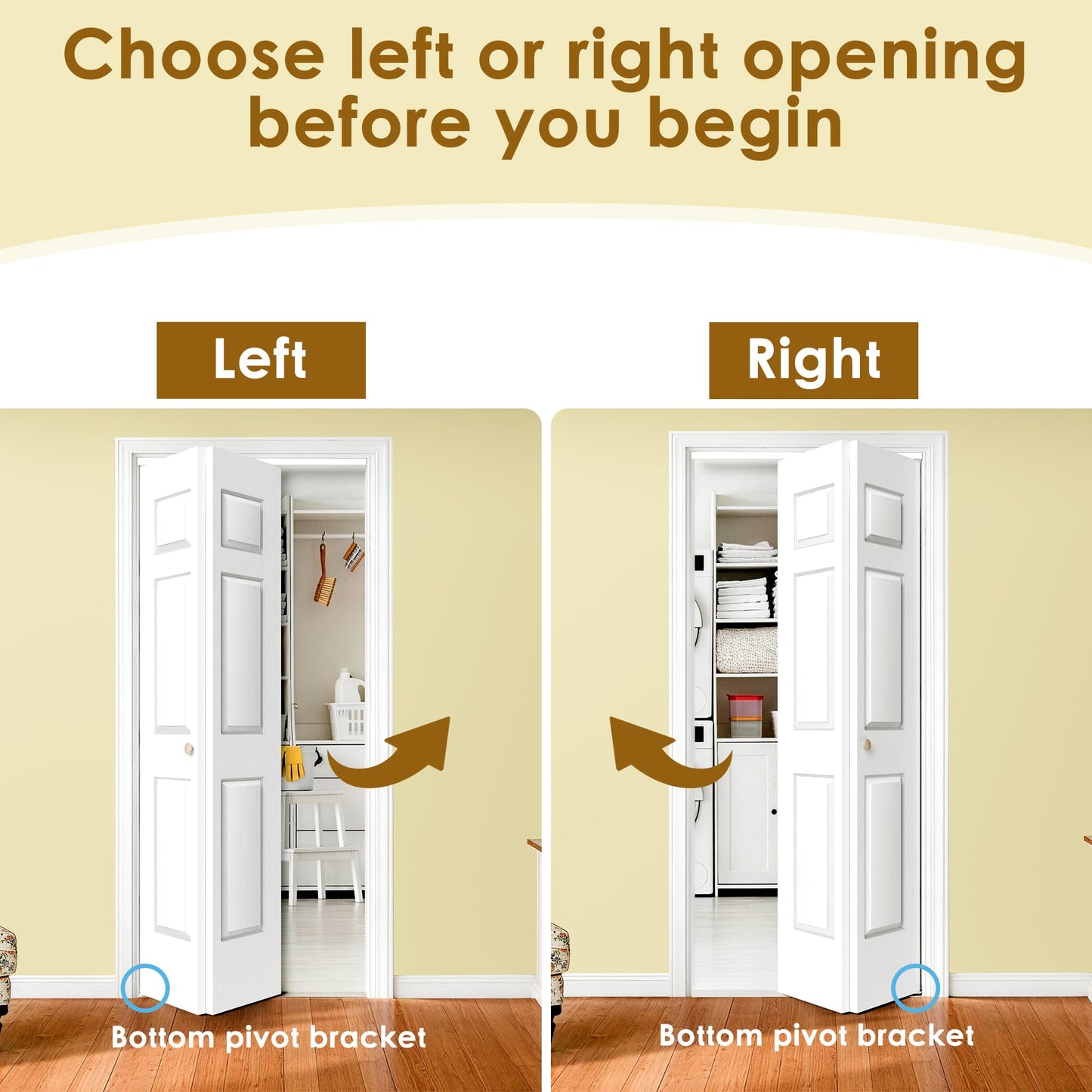 Bifold Door for 30" x 80" Opening, Raised Textured 6-Panel Hollow Core Closet Door with Hardware Kit, Interior Folding Barn Doors Panels, White Primed