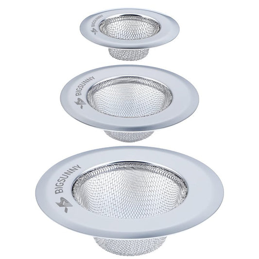 Mesh Sink Strainer Set of 3, MSY BIGSUNNY Stainless Steel Kitchen Sink Strainer Kitchen Drain Strainer with Large Wide Rim(4.5"+3.6"+2.8" Diameter) for Kitchen Sinks