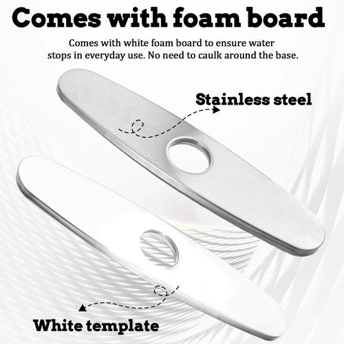 Kitchen Sink Faucet Hole Cover, Sink Hole Cover Plumbing Cover Plates Deck Plate Escutcheon for Kitchen Faucet Modern Silver Stainless Steel(10 inch)