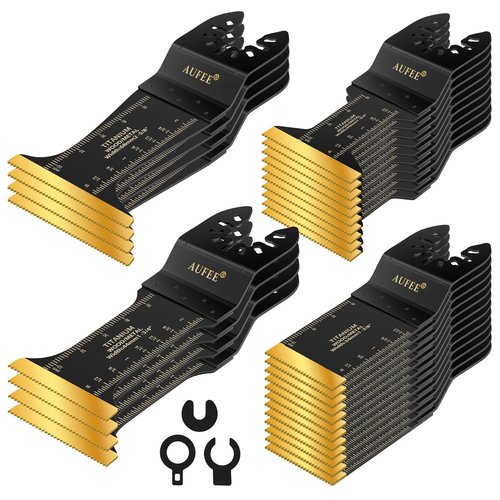 30PCS Oscillating Tool Blade, Professional Universal Titanium Multitool Blades for Wood Plastics Metal Nails, Quick Release Durable Multi Tool Blades Kits Fit Dewalt Milwaukee Ryobi Craftsman