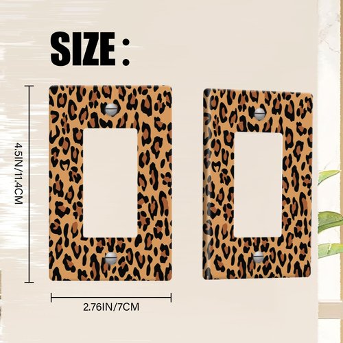 1 Gang Rocker Wallplates，Brown-Black Leopard Spot Decor Switch Plate Covers Outlet Wall Plate Decorative for Bedroom Kitchen Home