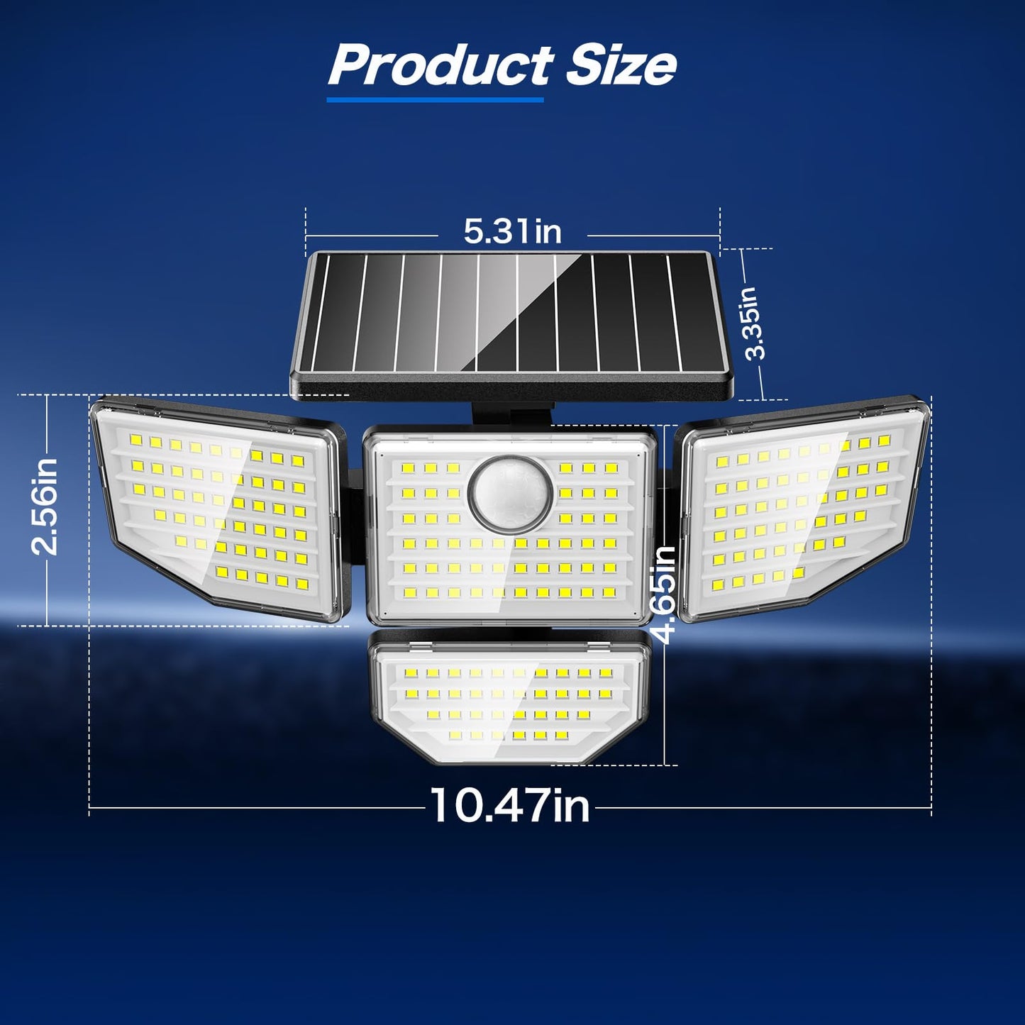 Adewalk 3000LM Outdoor Solar Light - Upgrade 4 Heads 188 LED Solar Motion Sensor Outdoor Lights, IP65 Waterproof Powered Light for Home Darkroom Backyard