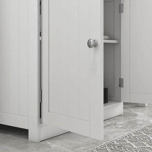 HOMCOM Under Sink Bathroom Cabinet, Pedestal Sink Storage Cabinet with 2 Doors, Shelf and U-Shape, White
