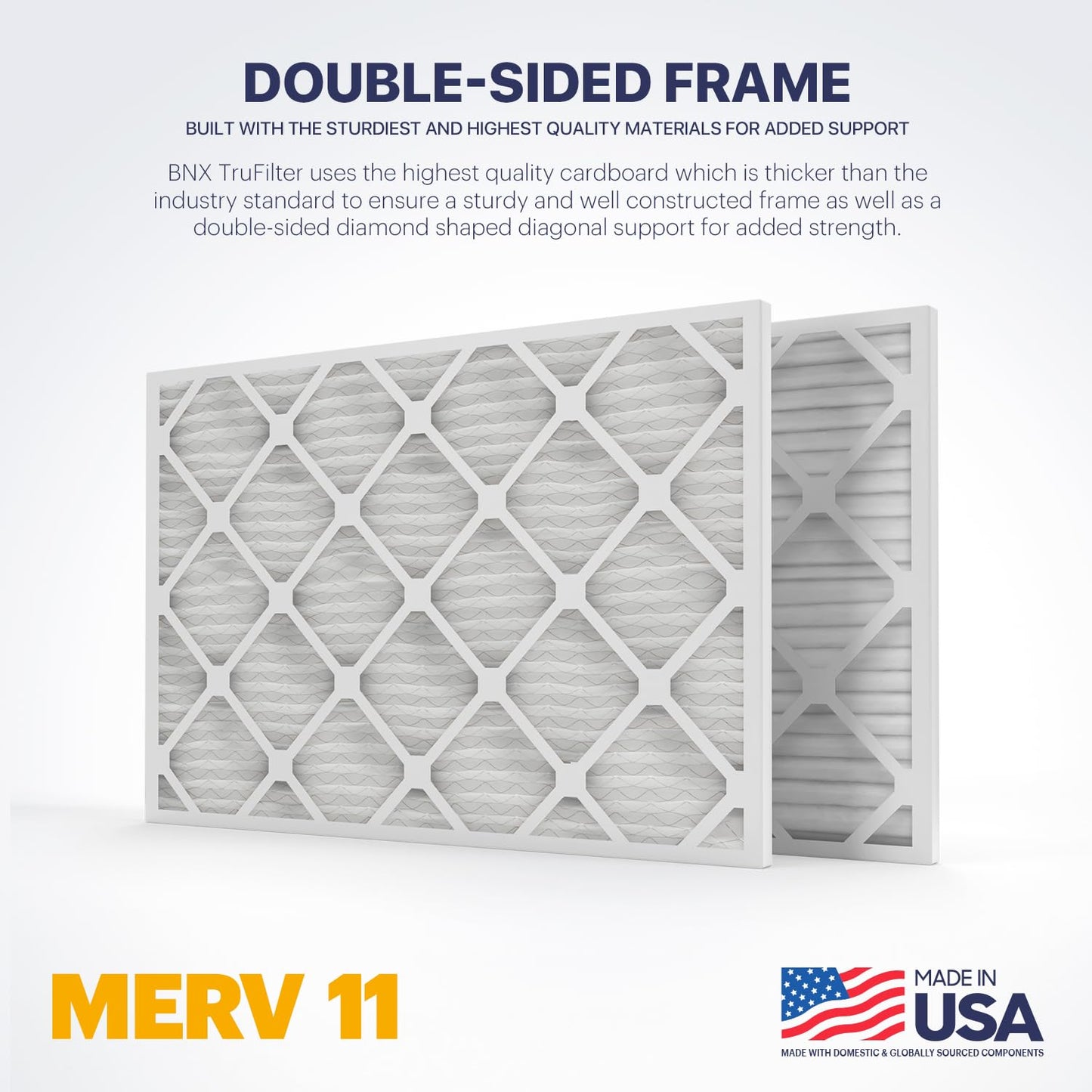 BNX TruFilter 20x22x1 Air Filter MERV 11 (4-Pack) - MADE IN USA - Allergen Defense Electrostatic Pleated Air Conditioner HVAC AC Furnace Filters for Allergies, Dust, Pet, Smoke, Allergy MPR 1200 FPR 7