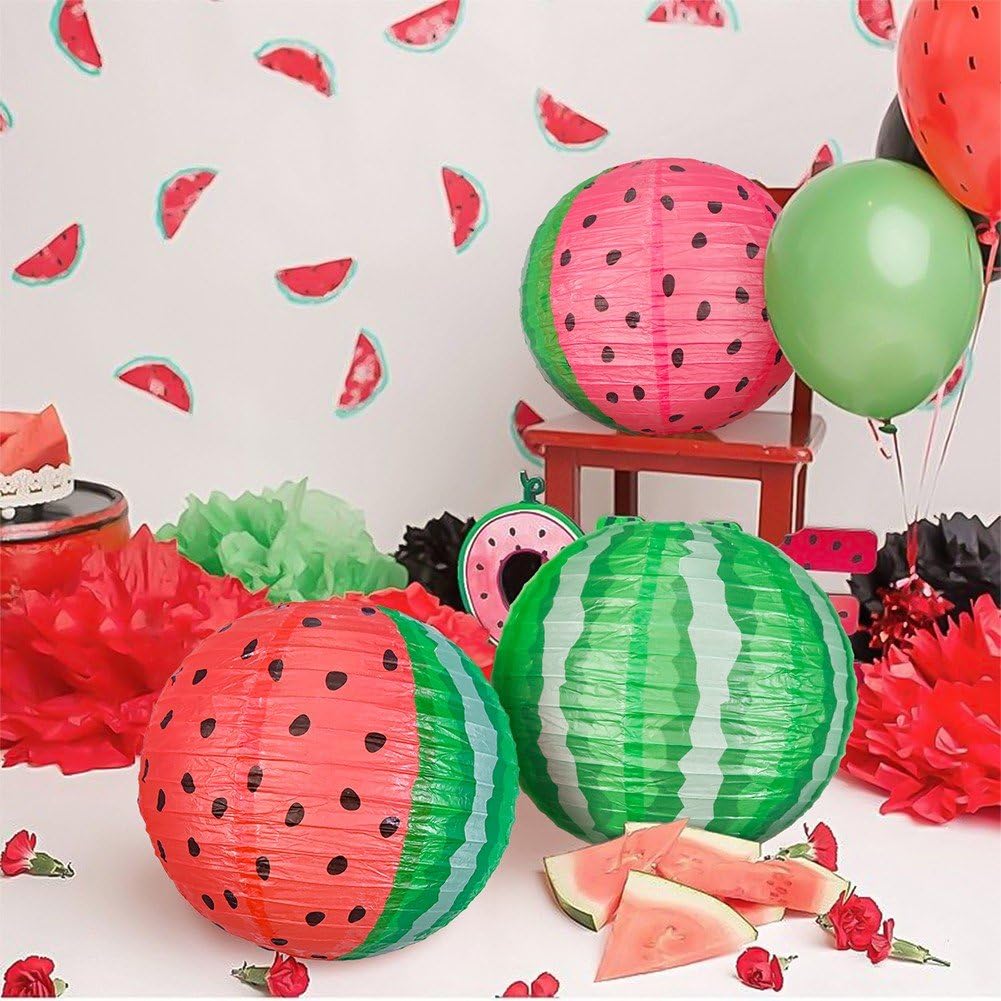 Hsqqdc 6pcs Watermelon Paper Lanterns Fruit Theme Lanterns Summer Hanging Lanterns for Wedding Birthday Showers Home Event Decor