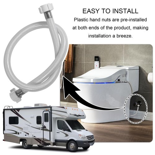 30 Inch PVC Water RV Toilet Supply Line, Faucet Supply Pipe, Hose Connector