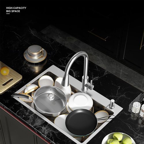 DuyviSteil 24 Inch Kitchen Sink Drop-in, Stainless Steel Top Mount Workstation Sink, Single Bowl Kitchen Sinks with Basket Strainer, D24"xW18"xH9" (Nano)
