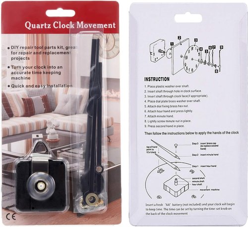 Hicarer Clock Movement Mechanism High Torque Long Shaft Clock Replacement Wall Mechanism Hands Quartzs DIY Repair Parts Motor Replacement with 2 Pairs of Hands