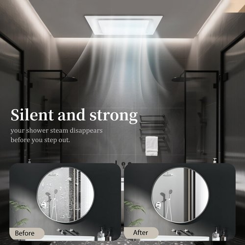 Orsong Bathroom Exhaust Fan 12" Panel (No Light),10" Hole Size,Pure Copper Motor,130 CFM 1.0 Sones Quiet Ceiling Exhaust Fan, 4" Duct for Bathroom/Garage/Home, White