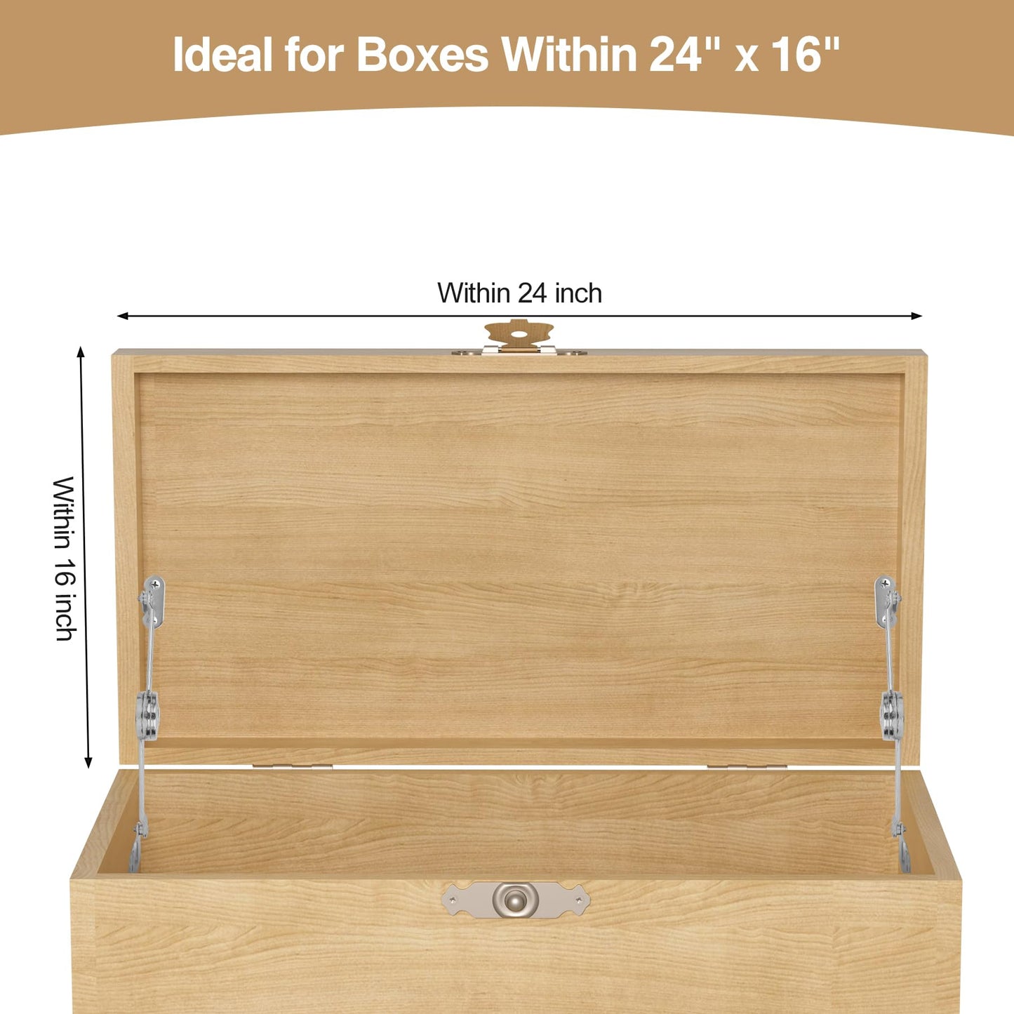 2 Pack | Soft Close Hinges for Wooden Toy Box - HBL' Lid Stay Hinges for Chest & Cedar Storage Box, Zinc Alloy, Adjustable Tension for Safe & Smooth Soft Closing.