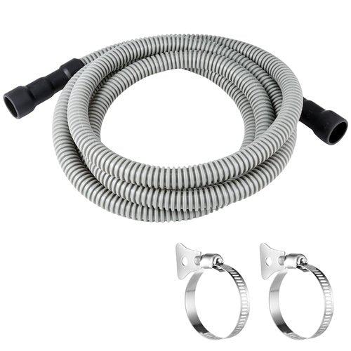 PevePexe Universal Dishwasher Drain Hose - 6 Ft Corrugated Discharge Hose Flexible Dishwasher Replacement Drain Hose Extension with 2 Clamps,Fit 5/8"-3/4" and 1"