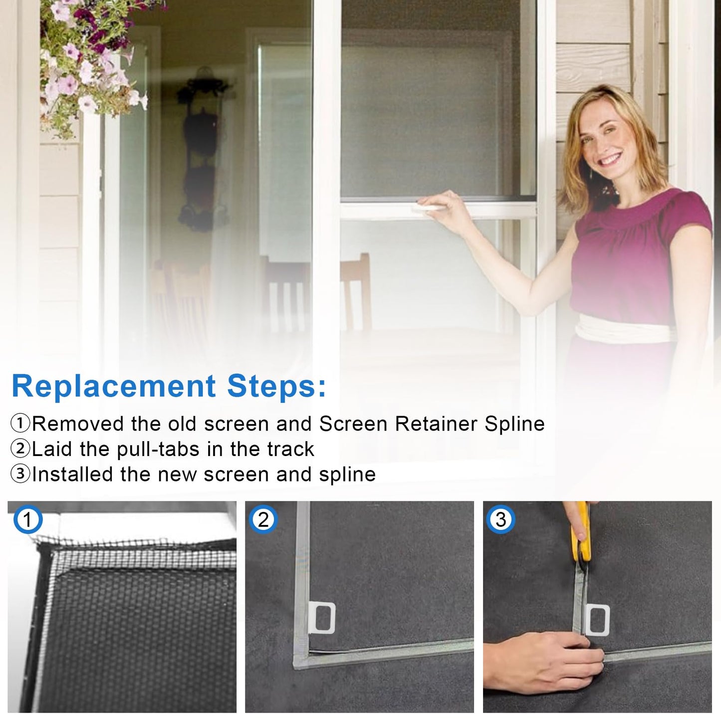 Window Screen Pull Tabs 20 Pack Clear Hollow Flat Spline Channel Pull Lift Tabs Replacement Repair Clips Kit, Window Screen Frame Center Brace Privacy Screen Mounting Tabs