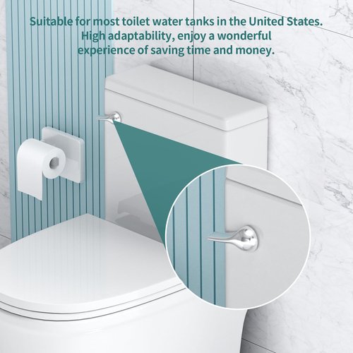 Universal Metal Toilet Handle Replacement Kit - Zinc Alloy Front-Mount Flush Lever with Stainless Steel Chain, Compatible with American Standard, Mansfield, Gerber (Chrome Finish) (Front-Mount)