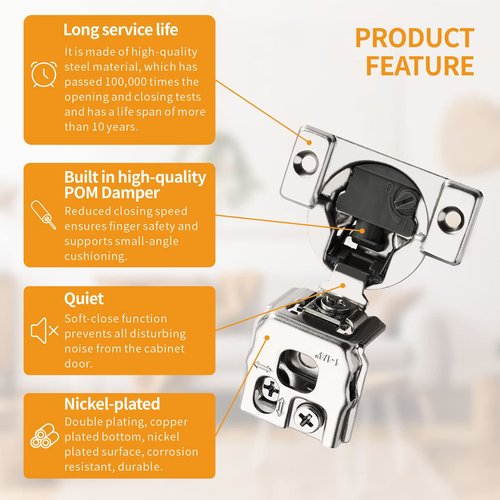 Chibery 2 Pack 1-1/4" 4D Overlay Soft Close Concealed Hinges for Face Frame Door, Control Closing Speed, Smooth Slow Self Close Hinges, Satin Nickel, 105° Open Angle Stainless Steel Cabinet Hinges