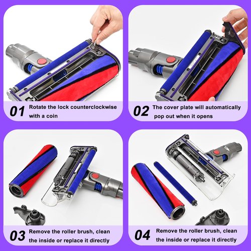 V8 Replacement Vacuum Head for Dyson V7, V8, V10, V11, V15, SV10, Cordless Vacuum Cleaners, Upgrade Anti-Tangle Brush Head, Quick Release Motor-Head Brush Roller for Dyson Vacuum Attachments Parts