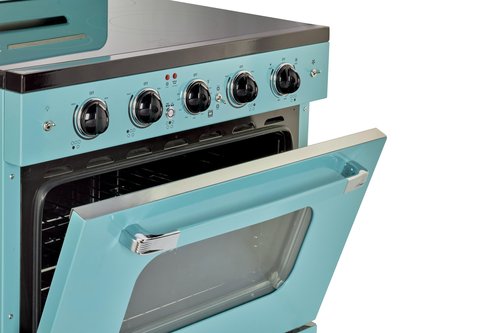 Unique Appliances UGP-30CR EC T Classic Retro Radiant Freestanding Electric Convection Oven Light, Range with 5-Element Glass Cooktop, 30", Ocean Mist Turquoise