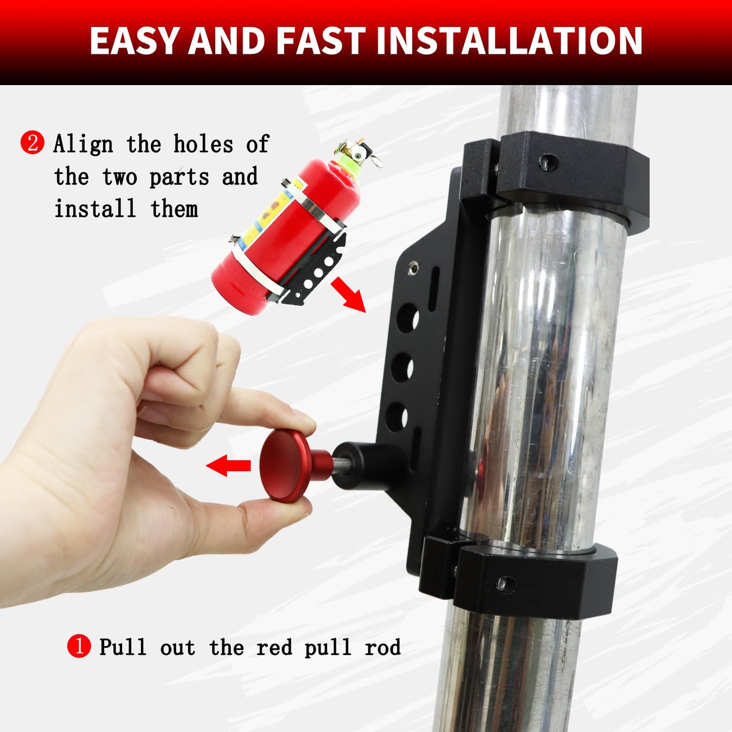 PLUSBEAM CNC Aluminum UTV Fire Extinguisher Mount Kit, Adjustable Roll Bar Fire Extinguisher Bracket Quick Release Compatible with UTV Polaris RZR SXS Ranger ATV Fit on 1.5"/1.65"/1.75"/1.85"/2"