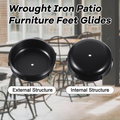 YBEATY 24 PCS Wrought Iron Patio Furniture Feet Caps 1.5 Inches Round Black Plastic Patio Chair Leg Caps Outdoor Chair Leg Floor Protectors Furniture Replacement Feet for Metal Tables Chairs