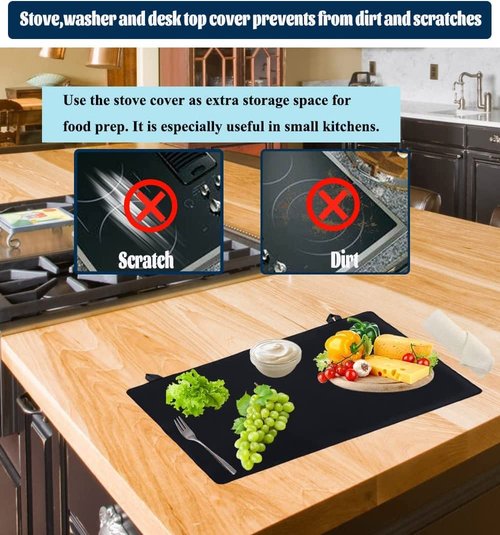 QTECLOR Stove Top Covers, Extra Large Stove Top Cover for Electric, Anti-Slip Waterproof Mat for Glass Stove Top Protector Flat Top Oven Cover Mat Multipurpose Foldable Cooktop Cover, QTE-2023