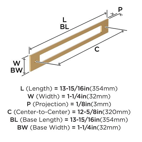 Amerock Medora 12-5/8 inch (320mm) Center-to-Center Rectangle Champagne Bronze Cabinet Pull Backplate, BP37788CZ