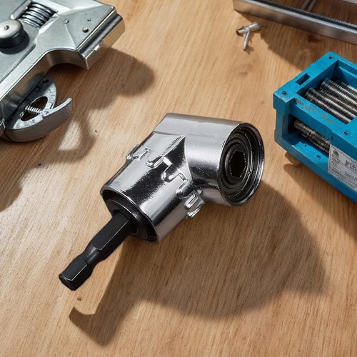 105 Degree Angle Drill Adapter Bit Holder for Electric Screwdriver Power Tool Extension Chuck Corner Turning Attachment (Silver)