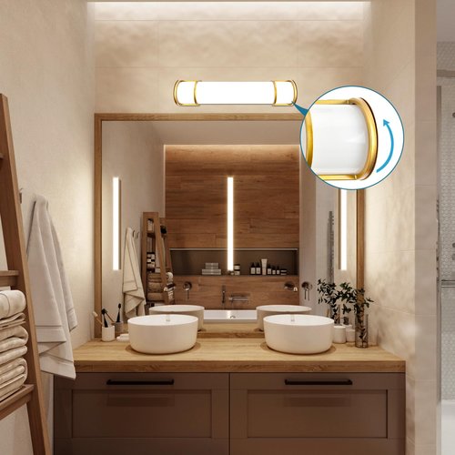 Lightdot 25 Inch Gold Vanity Light - 20W LED Mirror Bar w/ 3CCT Toggle Switch (3000K/4000K/5000K), 100-277V, Wall Mount Bathroom Light
