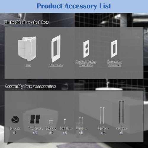 Recessed Outlet/Electrical Box Single Gang, Recessed Outlet Box for Wall Mount TV, Antenna, Phone and Cable TV, Suitable for GFCI Outlet and Standard Outlet, for Old or New Construction(1 Pack)