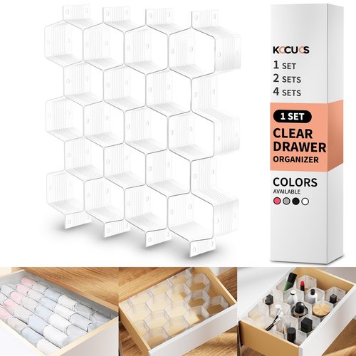 Kocuos Honeycomb Separator Adjustable Drawer Organizer Divider for Underwear Belt-Scarf Socks Organizer (White(1pc))