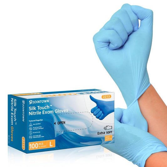 Nitrile Exam Glove, 3.5 mil Blue Disposable Medical Gloves Powder-Free Latex-Free, Extra Soft Multi-Purpose Nitrile Gloves 100pcs L Size