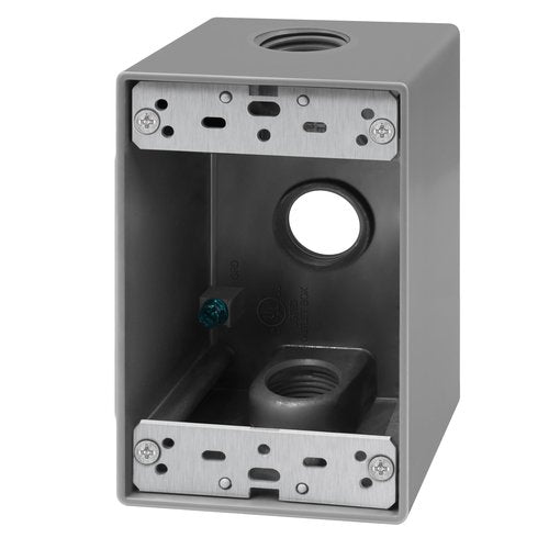 ENERLITES Weatherproof Outlet Box with Three 3/4-in Threaded Outlets, Outdoor Electrical Box, 3 Holes 0.75” Each, 1-Gang, 4.57” Height x 2.83” Length x 2.05” Depth, EN1375