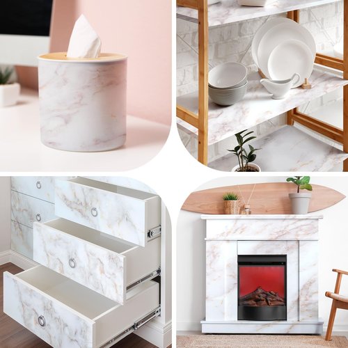 rabbitgoo Marble Contact Paper for Countertops, Self Adhesive Peel and Stick Wallpaper, Removable Kitchen Counter Top Contact Paper for Old Furniture, Gold Matte Granite, 17.5 x 78.7 Inch