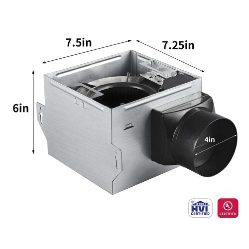 Tech Drive Very-Quiet 80 CFM, 1.5 Sone No Attic access Needed Installation Bathroom Ventilation and Exhaust Fan