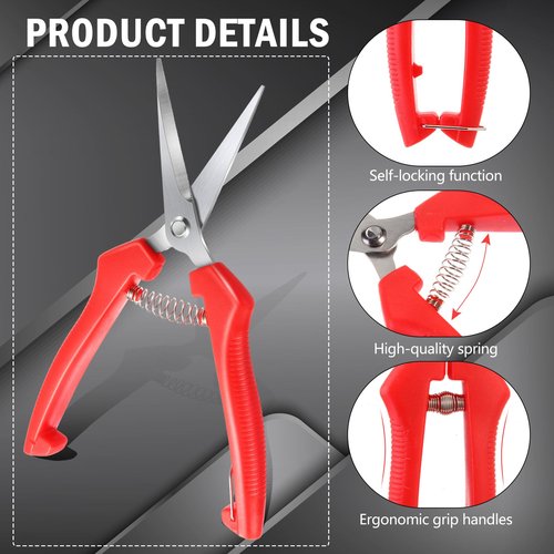 Lasnten 16 Pack Garden Flower Shears Pruning Scissors Include 8 Pcs 6.7 in Bypass Pruning Shears 8 Pcs 7.2 in Bud Trimming Scissors Clippers Gardening for Cutting Floral Trimming Plants Picking