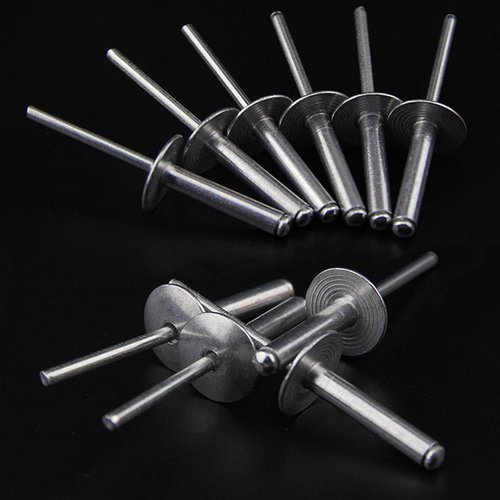 ISPINNER 50pcs 3/16" x 1/2" Large Flange Aluminum Blind Rivets, 4.8 x 12mm Pop Rivets (Silver)