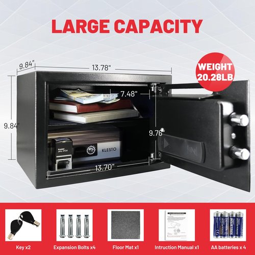ZKH Drop Safe, 0.57 Cu.ft Safe Box with Drop Slot, Digital Combination Lock & Spare Keys, Safe Deposit Box for Home, Cash, Documents