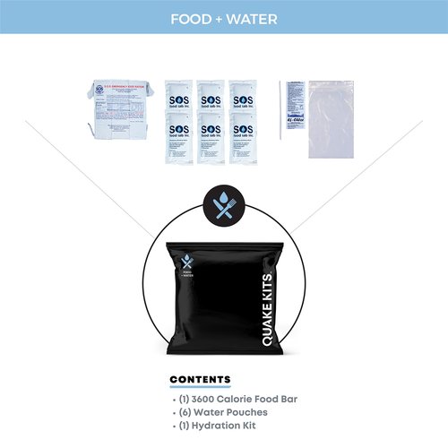QK 1-Person, 72hr Prepared Survival Kit for Disaster Preparedness - Emergency Go Bag with Food and Water, First Aid, and Preparedness Tools. Emergency Kit for Earthquakes and Other Disasters.