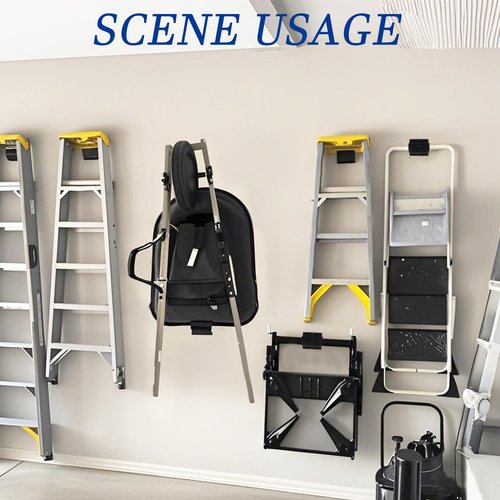 HhdvdyWgd Heavy Duty Ladder Hooks for Garage Wall 4 Pack Black Utility Hooks, Wall Mount Ladder Rack & Tool Hanger for Shed Organization, Garage Accessories & Outdoor Storage (4)