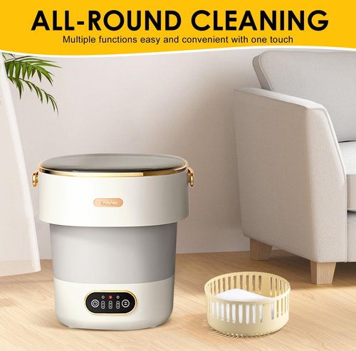 Portable Washing Machine 15L Upgraded w/Spin Basket Mini Washer for Baby Clothes Travel Suitable for Dorms Apartments Hotels (grey)