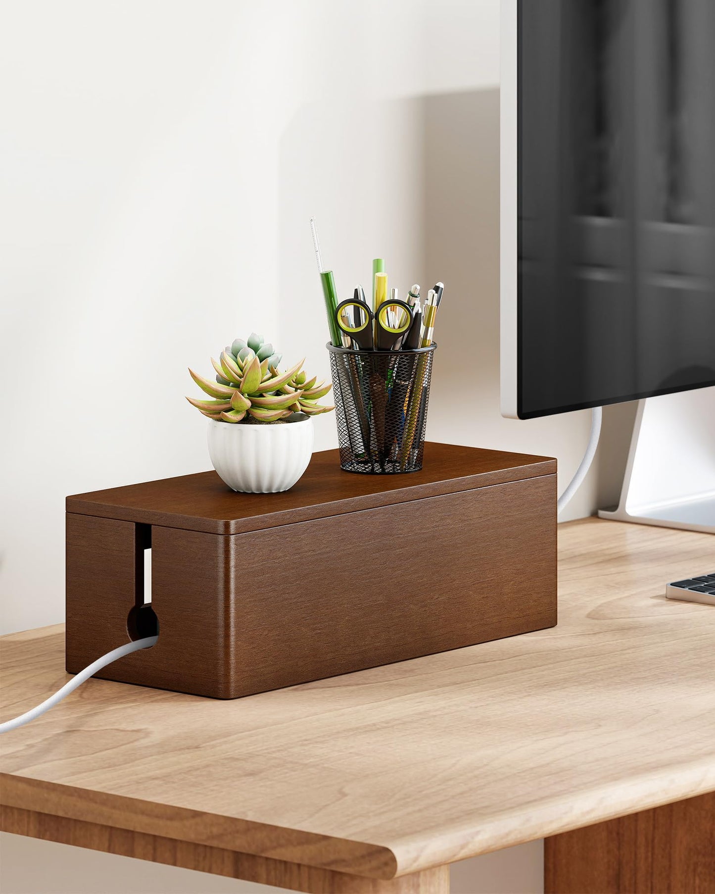 YECAYE Wooden Cable Management Box, Power Strip Cord Organizer Box, Cord Hider for Office, Living Room, Bedroom,Magnetic Lid Design, Cable Organizer for Desk, Wire Management