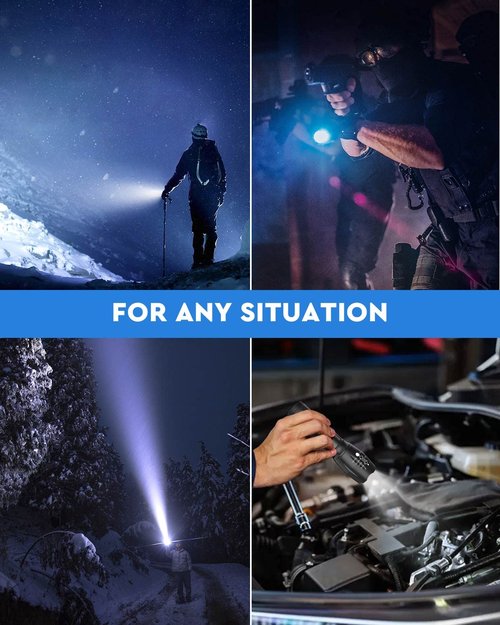 Voph Flashlight 2 Pack, 5 Modes High Lumen Tactical LED Flash Light, High Lumens Bright Waterproof Flashlights, Focus Zoomable Flash Lights for Camping, Gifts for Birthday for Men Women Adult