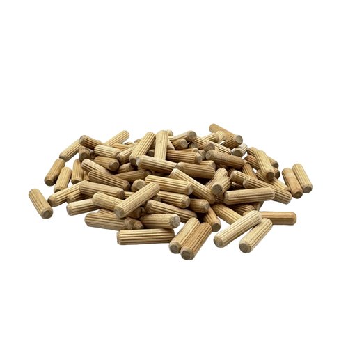 Rhino Wood Industries - 1/4" x 1" - 100 Pack Wooden Dowel Pins - Kiln Dried, Fluted, and Beveled (1/4" x 1", 100pk)