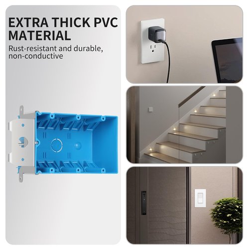 XIUTE 3 Gang Electrical Box,49 Cubic Inch Adjustable Boxes,Three Gang PVC Work Switch/Outlet Wall Electrical Box, ETL Approved，(Blue, 1-Pack)